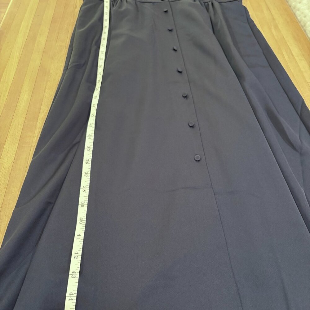 J Crew Satin Navy Long Sleeve Midi Dress Button Down Holiday Elegant - Picture 12 of 12